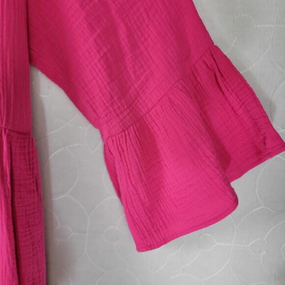 Scoop Womens Dress Sz 3XL Bright Pink 3/4 Sleeve Lace Detail Tiered Mini Belted‎ - Picture 7 of 14